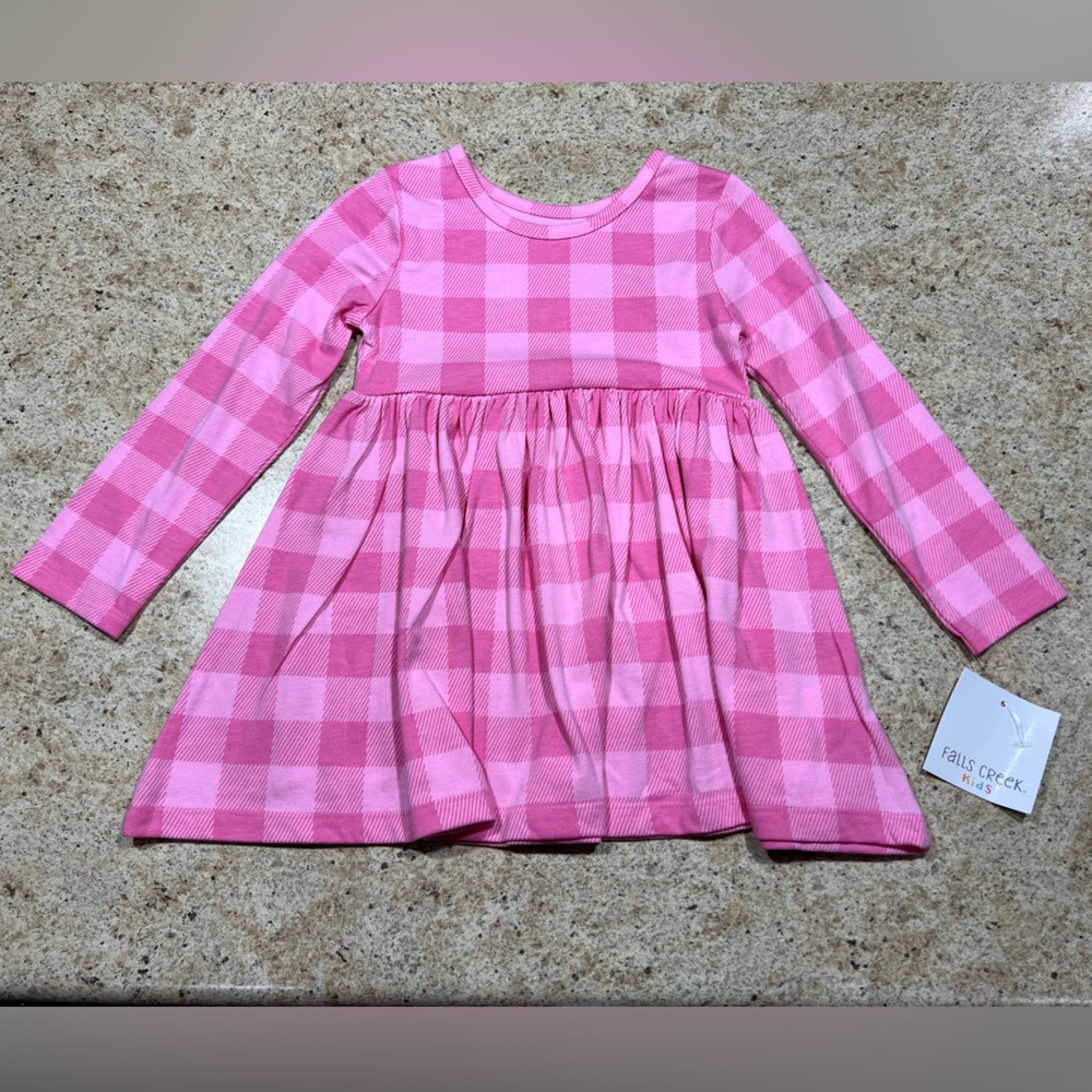NWT Falls Creek Kids Toddler Girl Casual Spring Dress - Pink Plaid - 24m